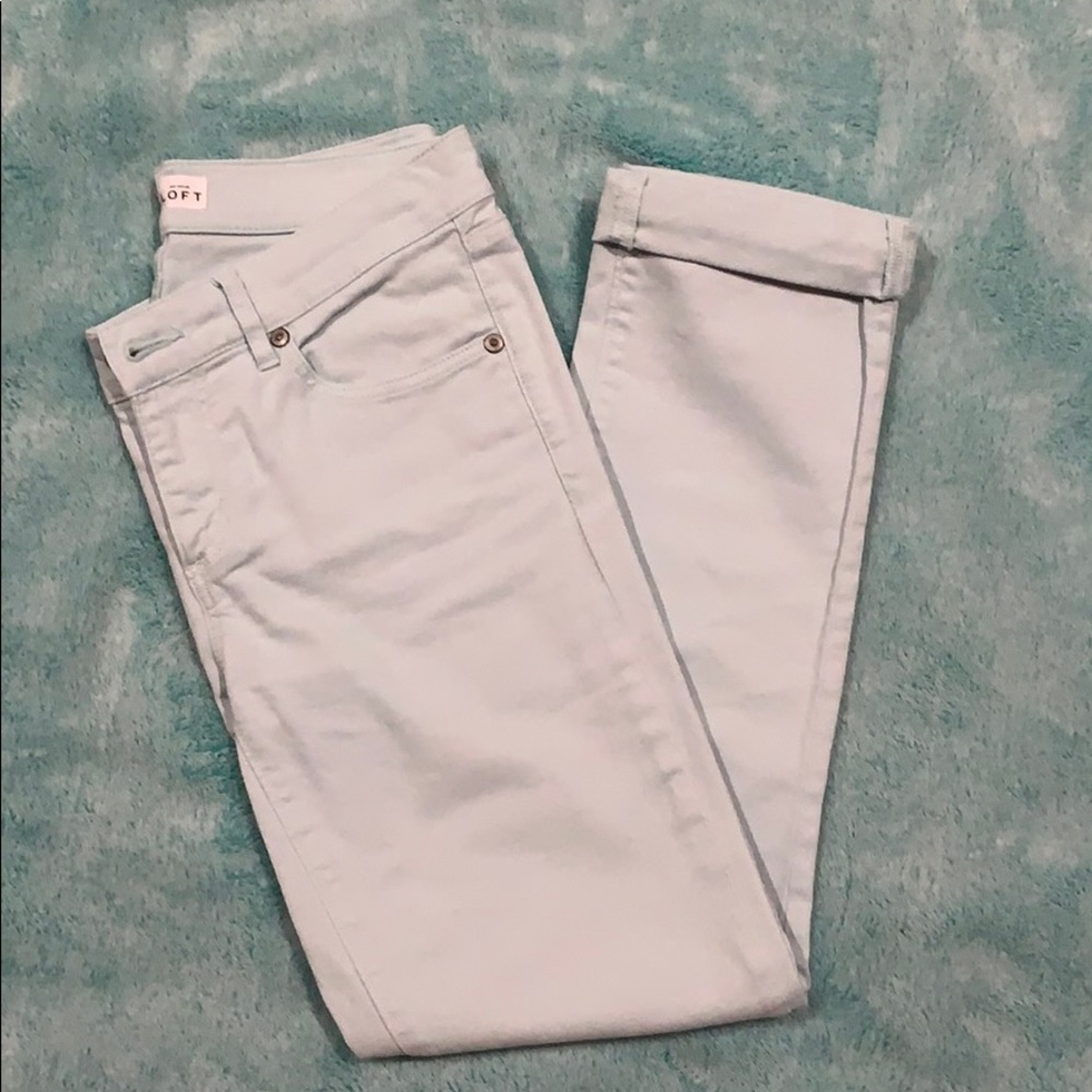 Loft Light Teal Skinny Crop Jean